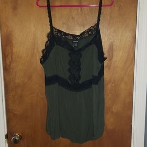 TORRID Dark Green and Black Lace Tank